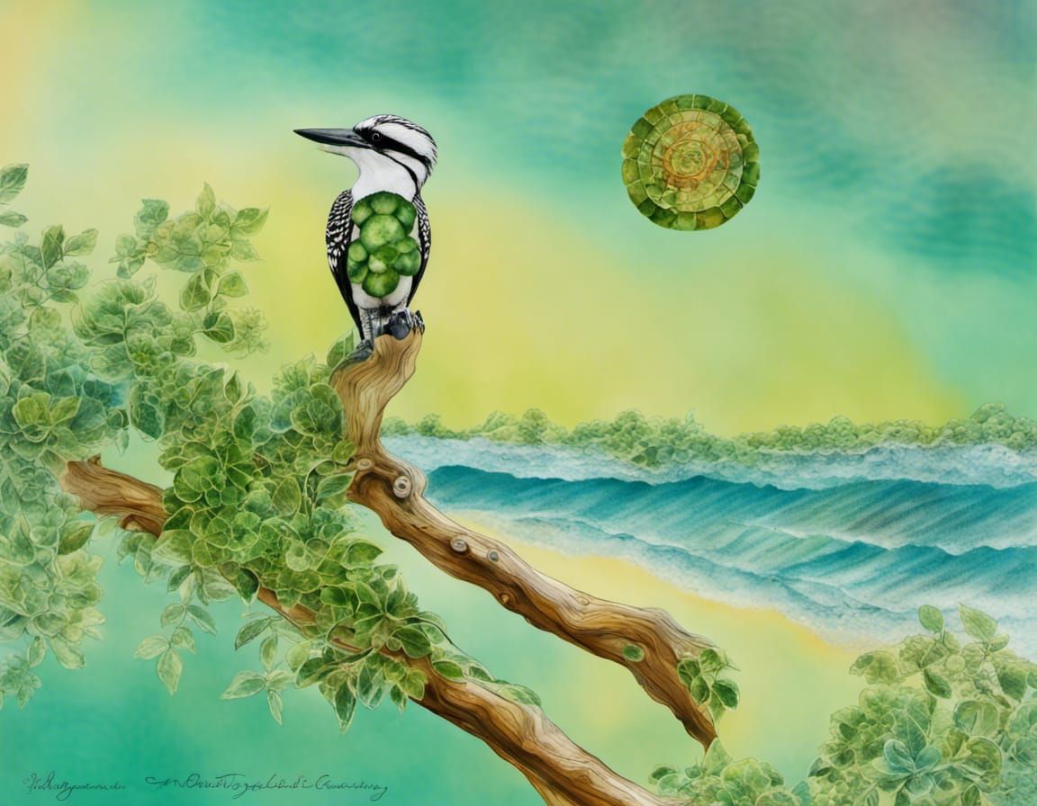 Kookaburra in Australian Flora with Celtic Runes