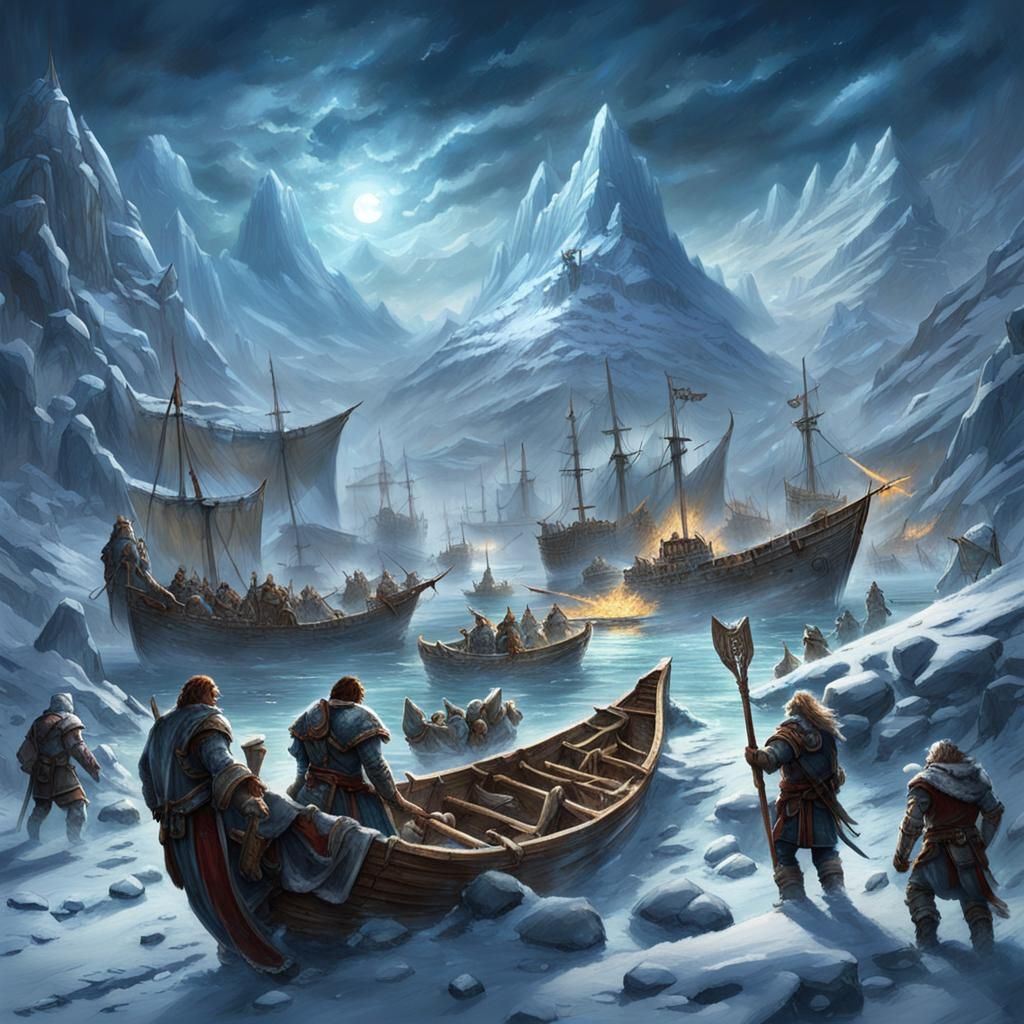 Viking Longboats Sailing to New Lands