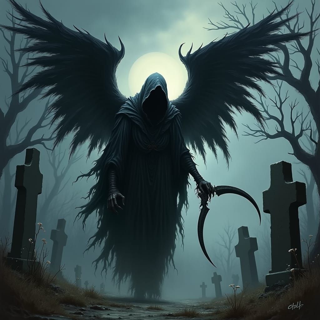Gothic Angel of Death Capturing a Soul