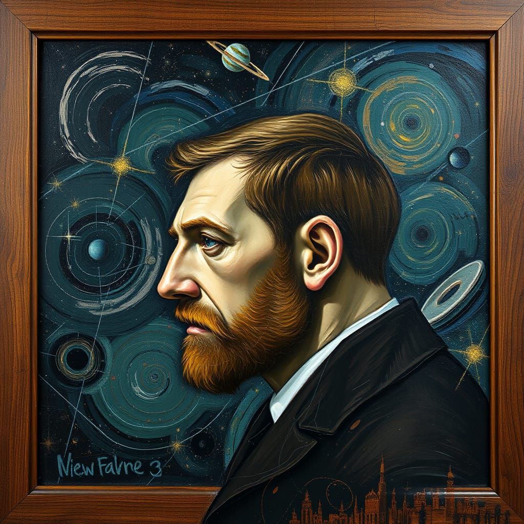 Space Station in Orbit as Neo-Impressionist Oil Painting