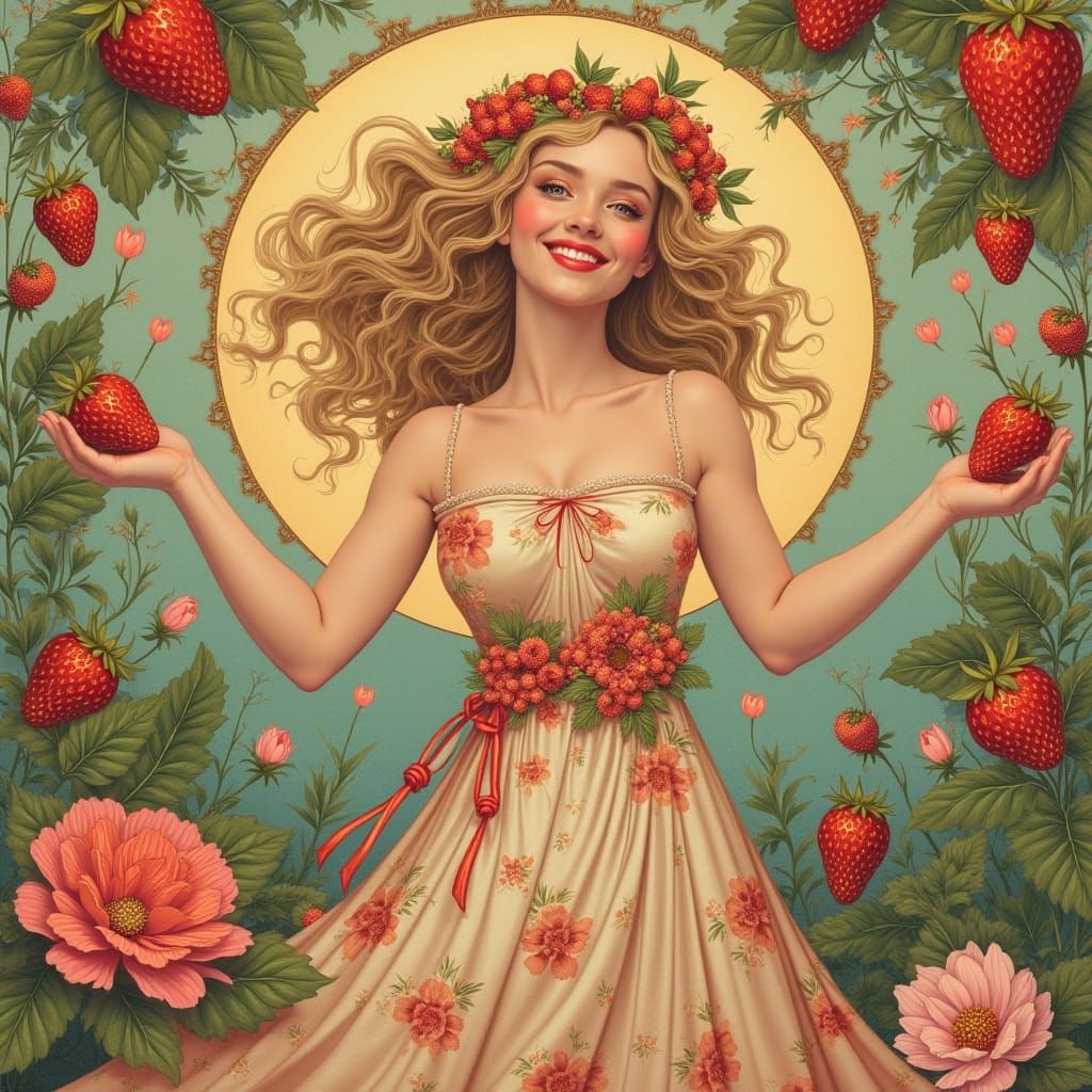 Ballerina in Pastel Hues, Inspired by Art Nouveau