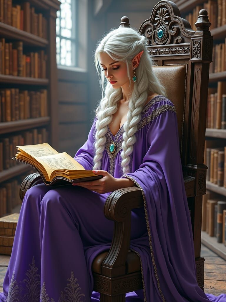 Snötra, Norse Goddess of Wisdom, in Library