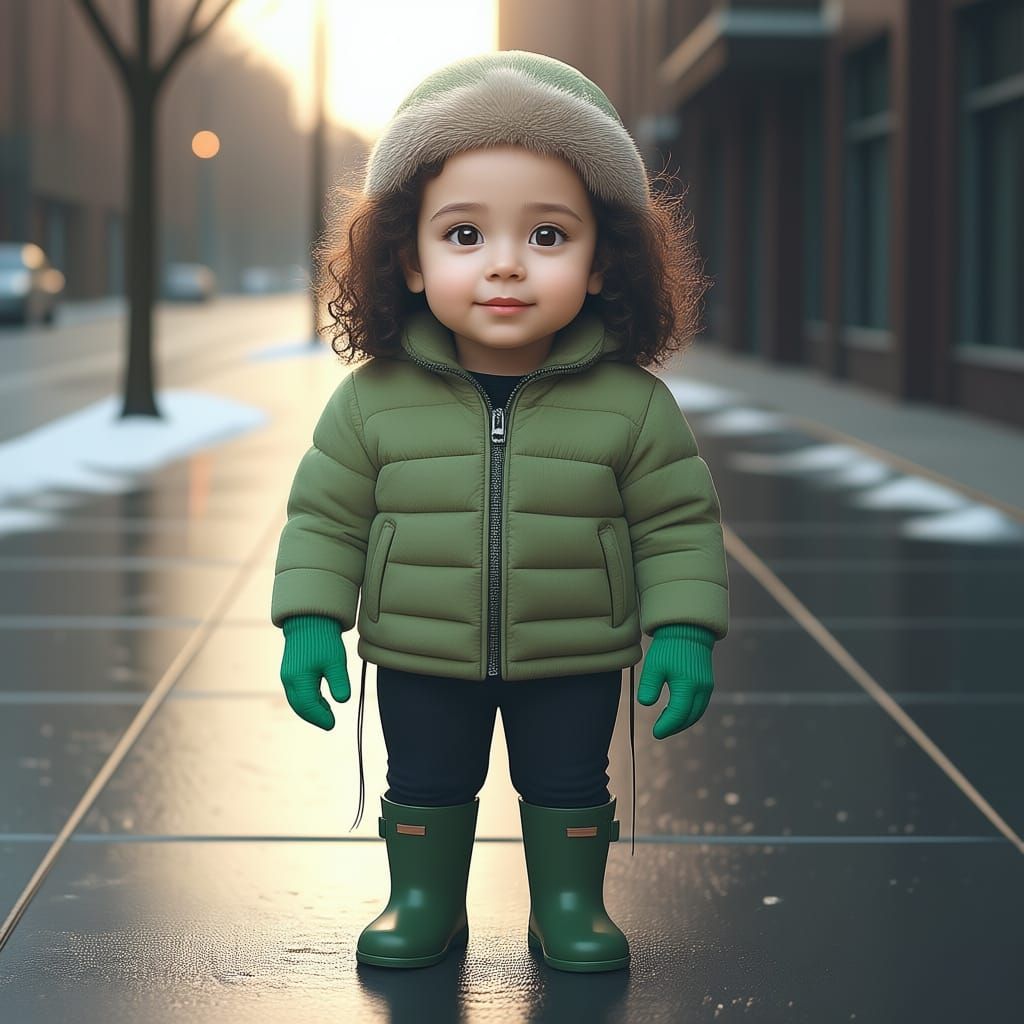 Graceful Jewish Child in Winter Rain