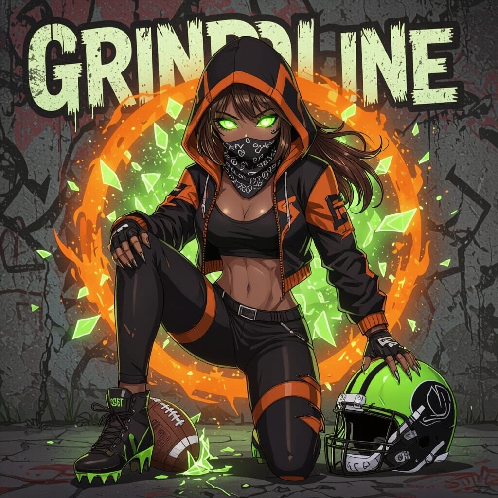 Gridiron Beast Anime Girl in Streetwear