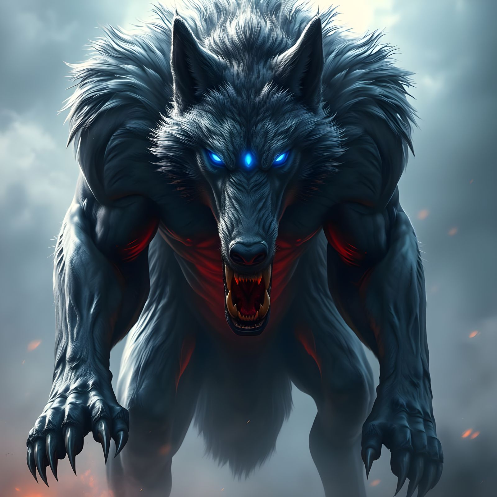 Epic Wolf Transformation in Meticulous Digital Art