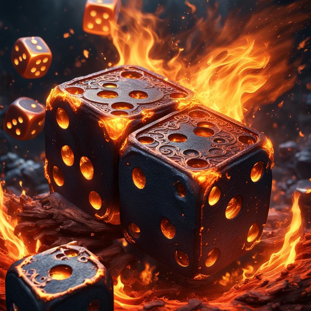 Dice on Fire: Detailed Matte Painting