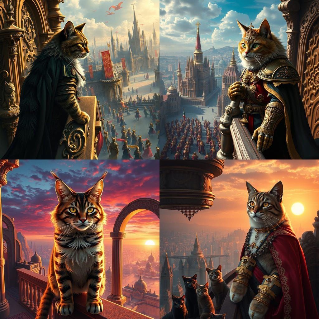 Dramatic Hyperrealistic Portrait of a Feline Dictator