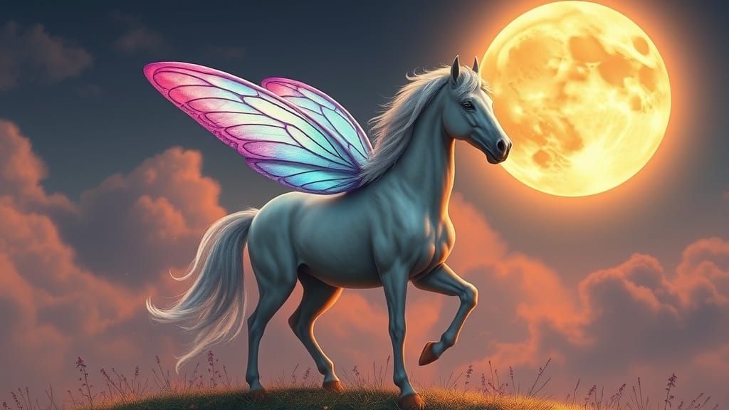Butterfly-Horse Hybrid in Ethereal Fantasy Style