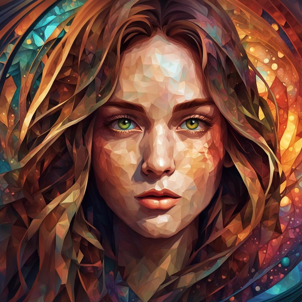 Abstract Portrait with Fractal and Zentangle Elements