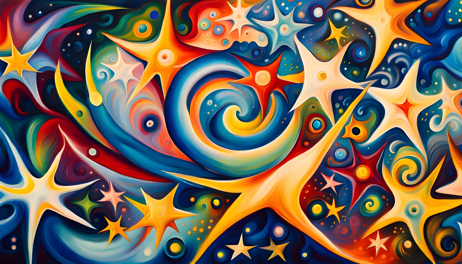 Iridescent Star Family in Abstract Expressionism