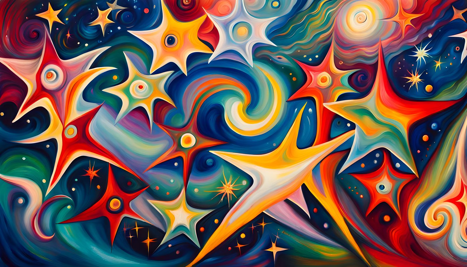 Iridescent Stars Amidst Cosmic Energy: Abstract Expressionis...