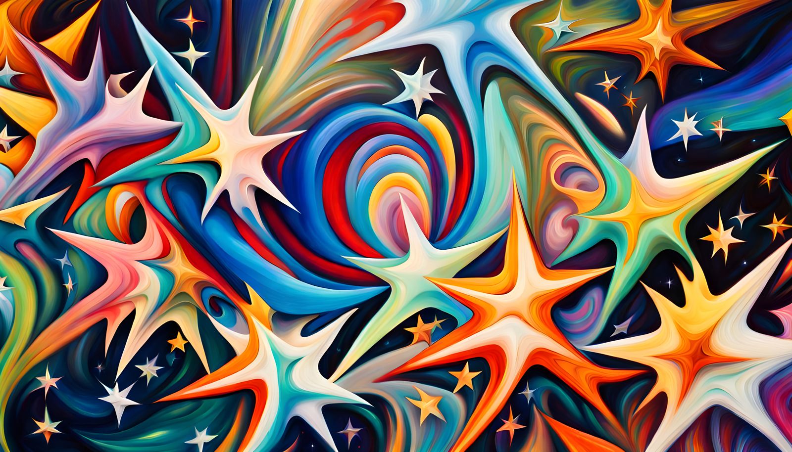 Iridescent Stars with Cosmic Energy in Abstract Expressionis...