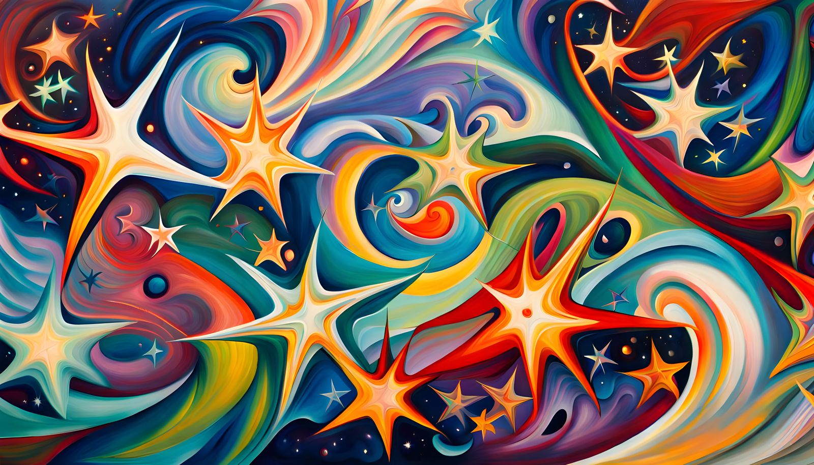 Iridescent Stars in Cosmic Whirlpools: Abstract Expressionis...