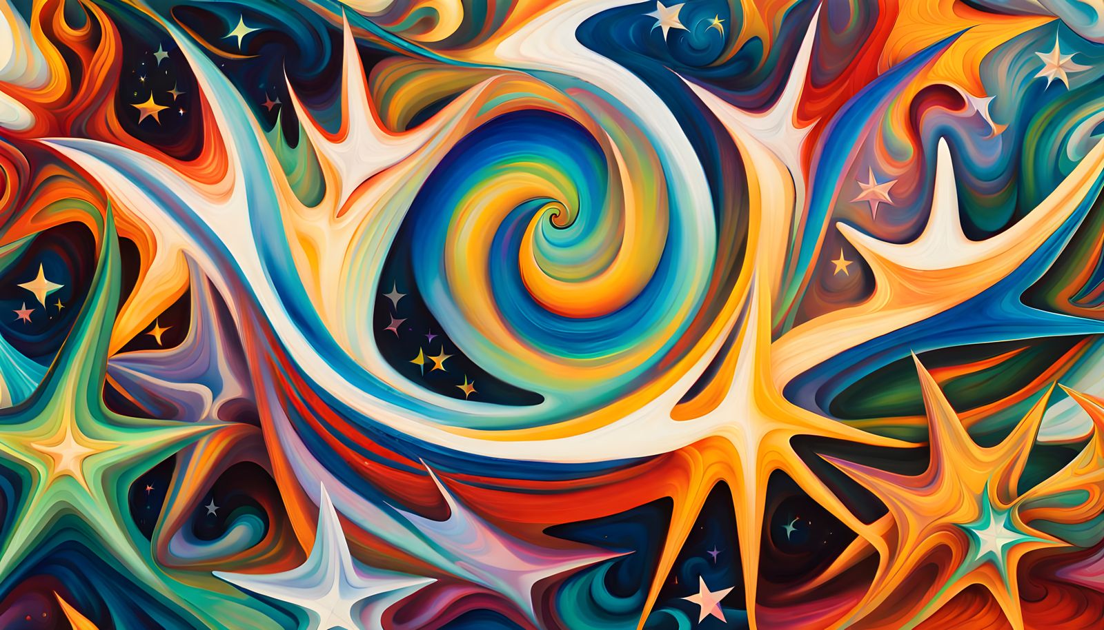 Iridescent Stars Family in Abstract Expressionism