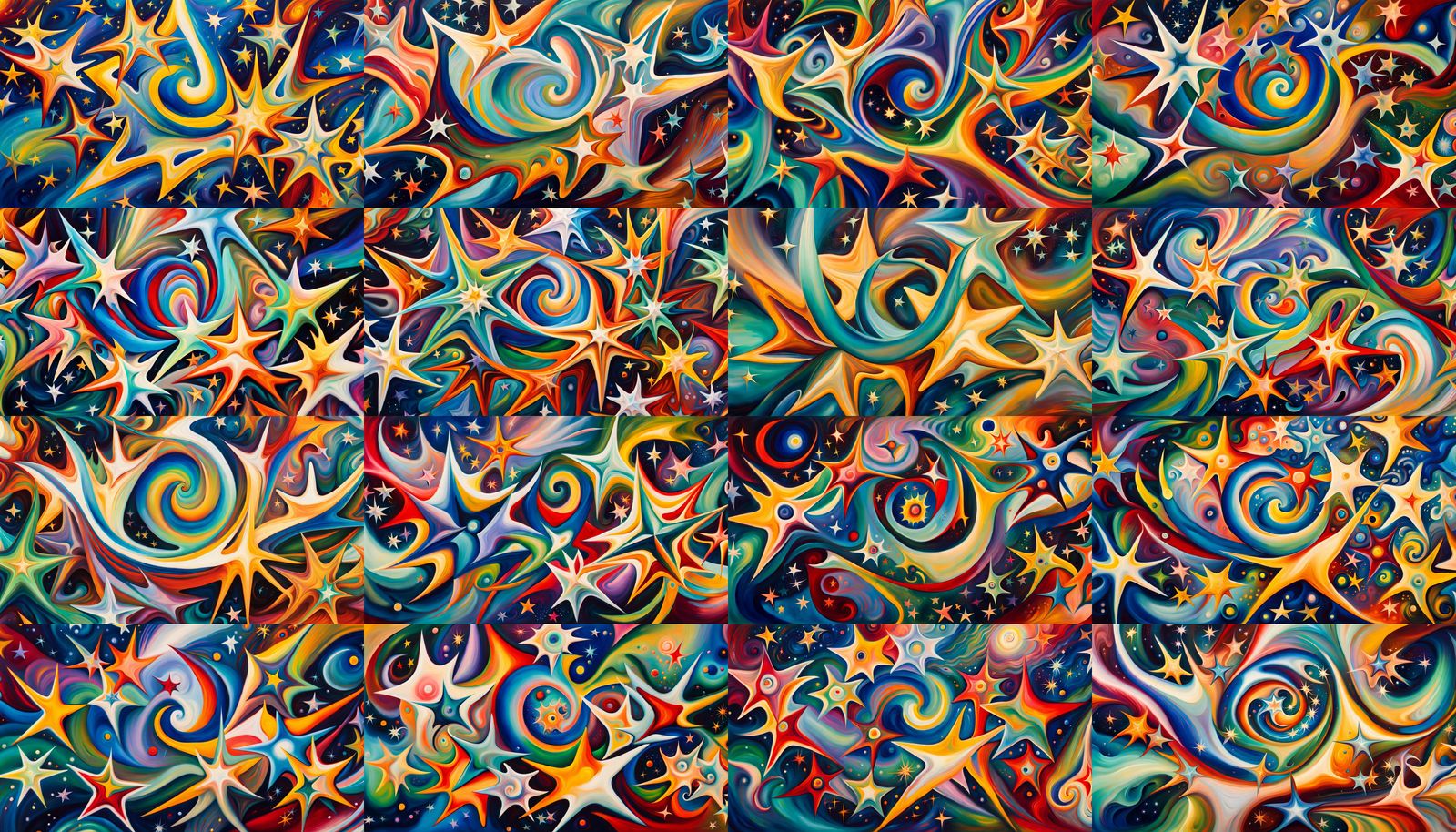 Iridescent Star Cluster Formation in Abstract Expressionism