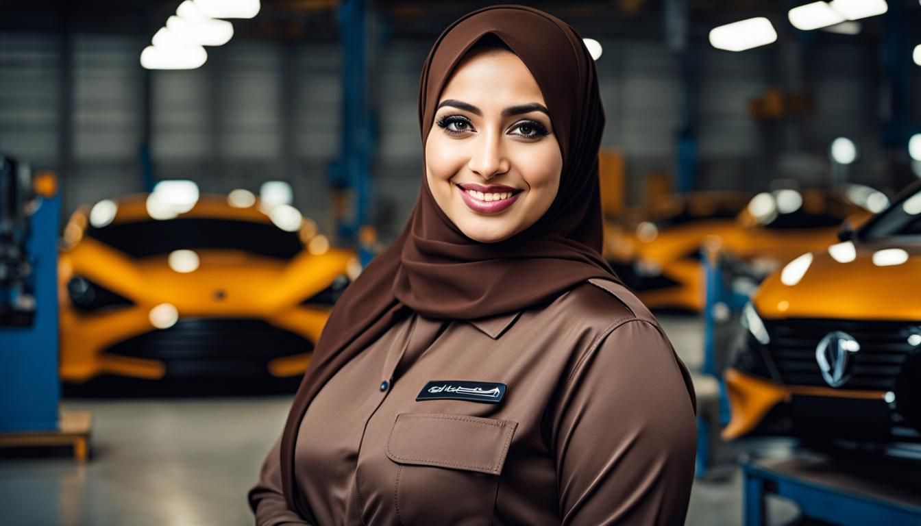 Egyptian Woman in Factory: Realistic 8K Portrait