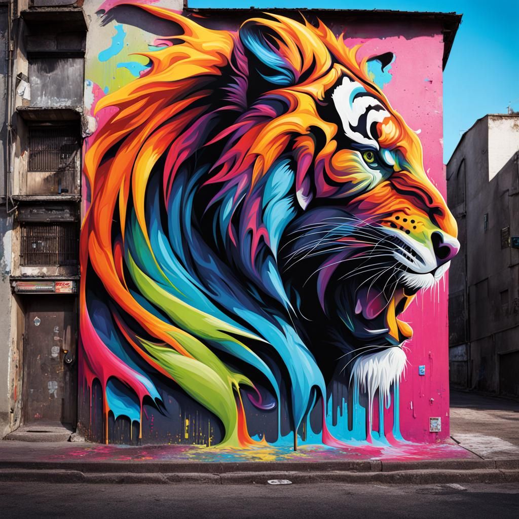 Colorful Polychromatic Graffiti Art in Street Style