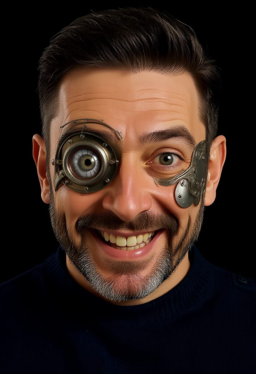 Clockwork Orange Inspired Face With Wide Eyes and Metal Stay