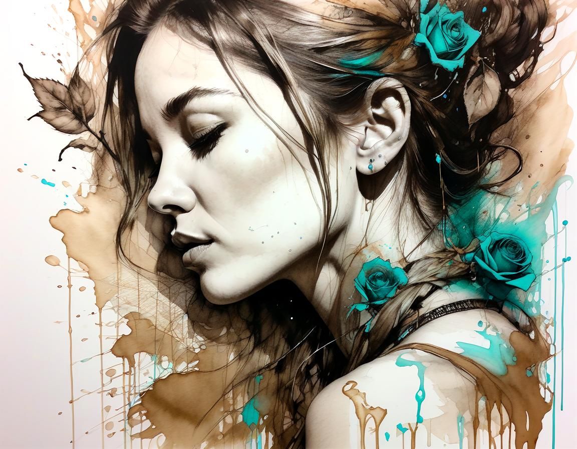 Ethereal Portrait in Ink and Graphite