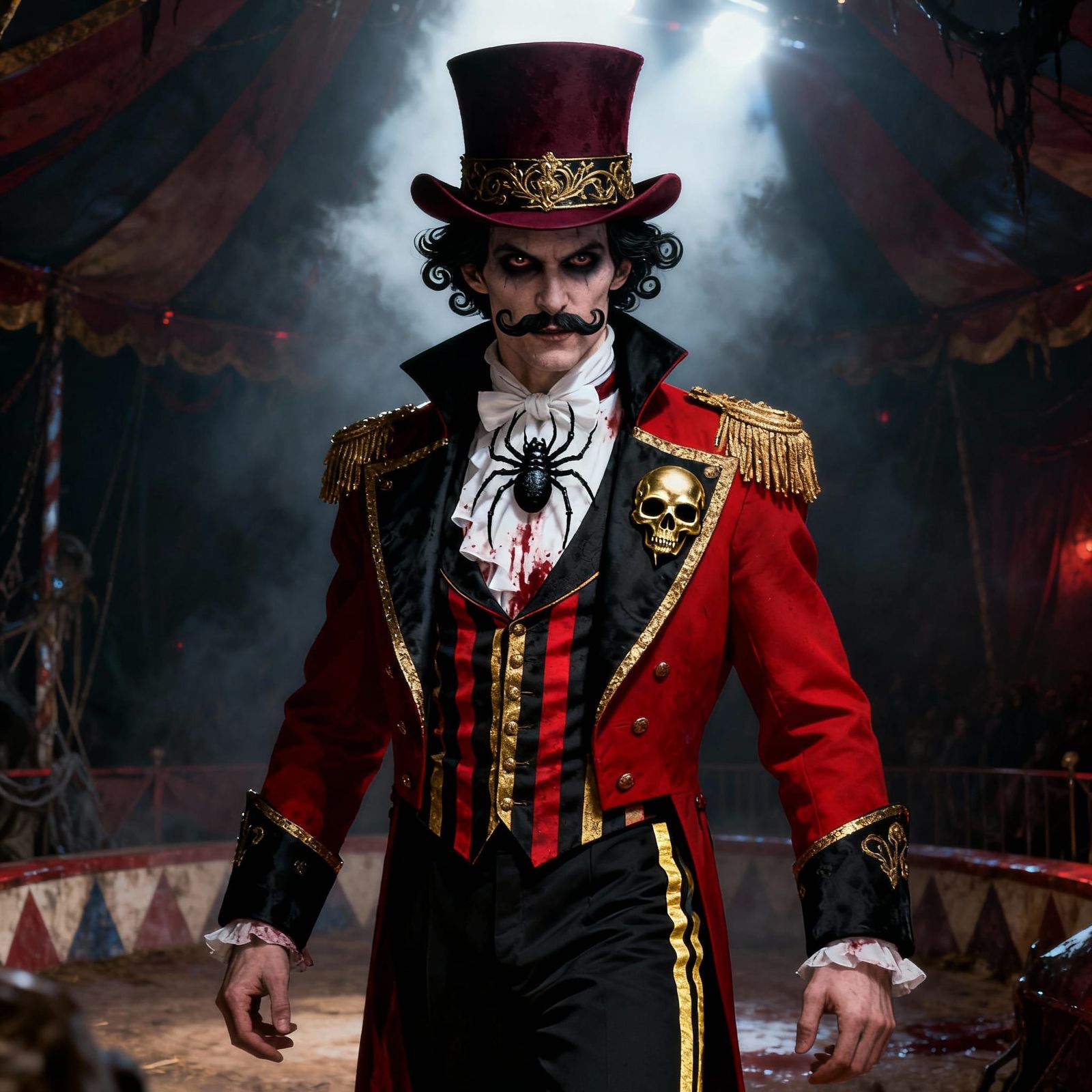 Evil Circus Ringmaster in Sinister Tent