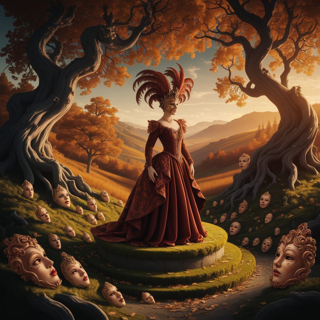 Autumn Festival of Masks in Golden Landscape