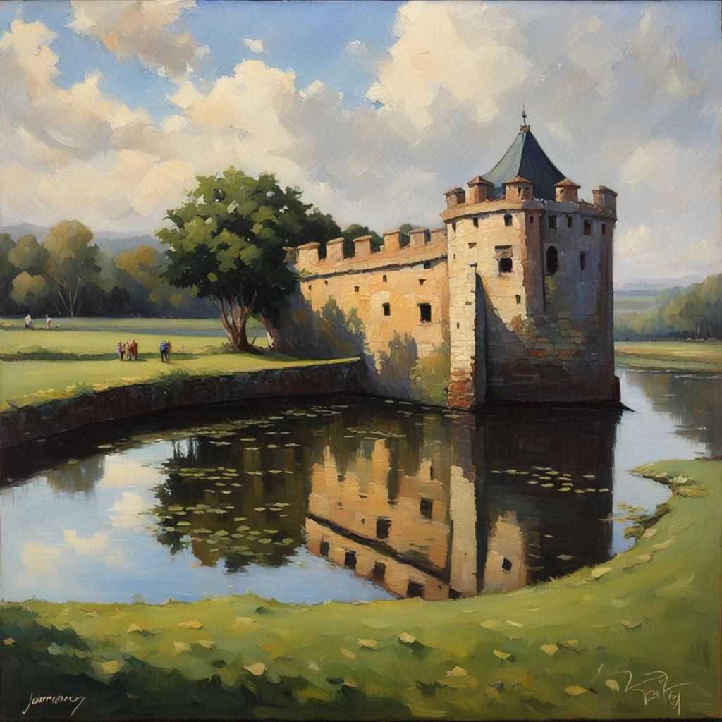 Half moon’s moat oil painting by James Gurney