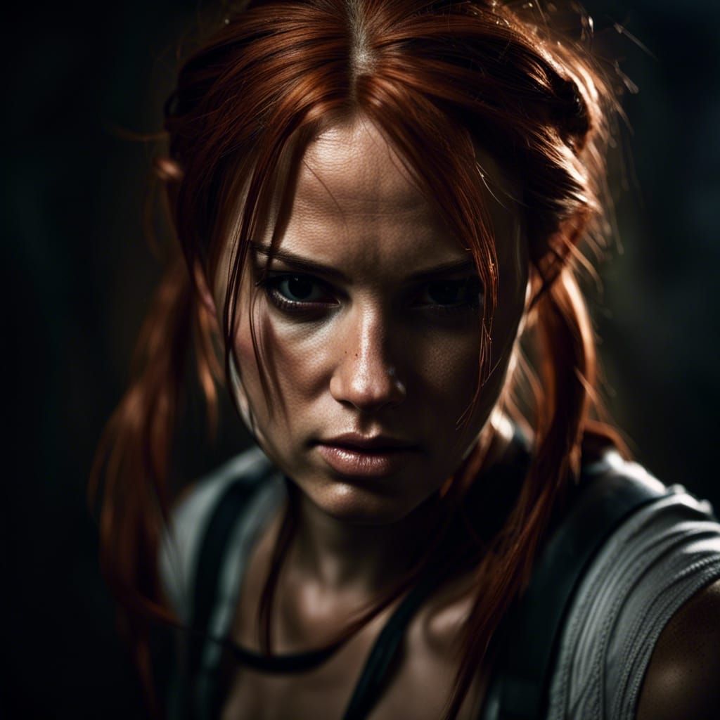 Lara Croft Portrait in Chiaroscuro Style