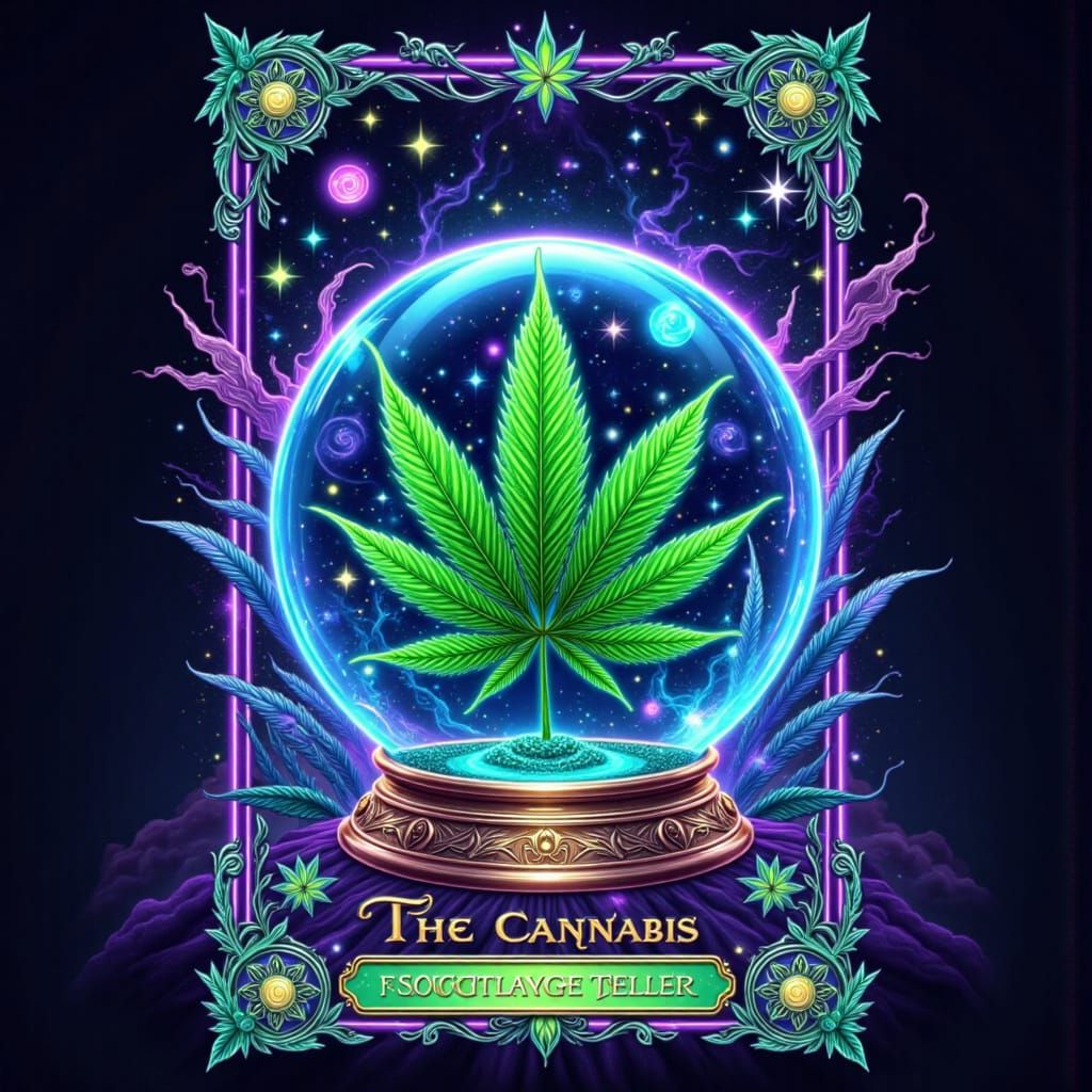 Cannabis Fortune Teller Tarot Card with Crystal Ball