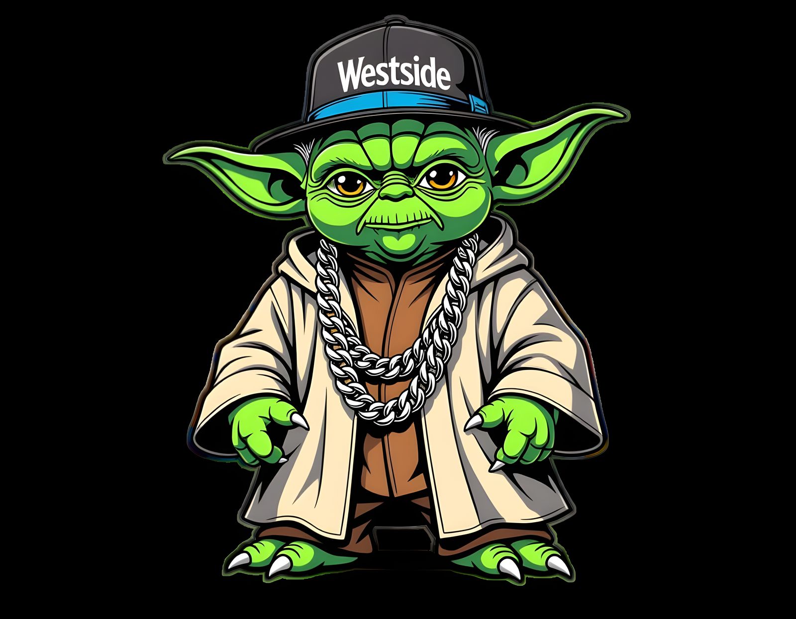 Westside Yoda Graphic on White Background