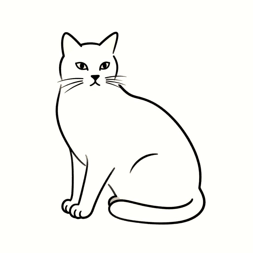 Minimalist Line Art of Elegant Feline Form