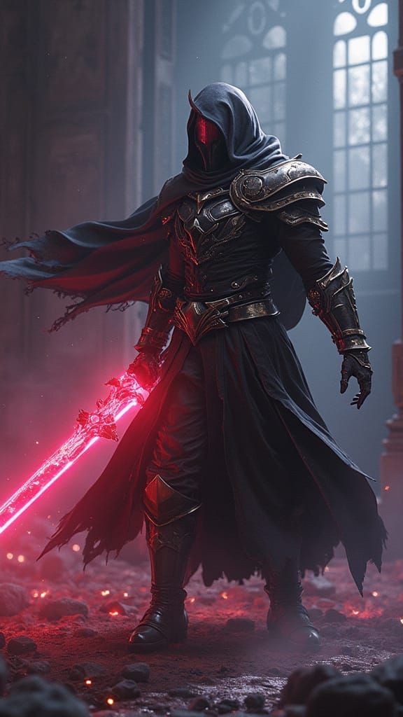 Anime Style Paladin Battling Dark Warlock