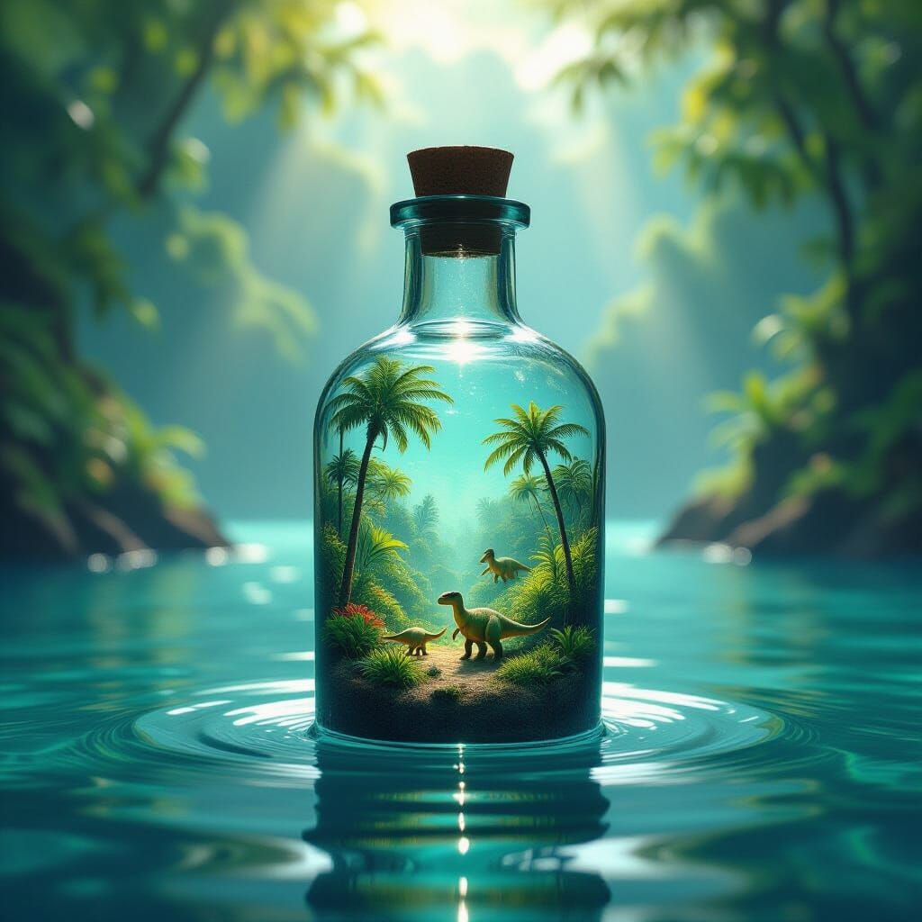 Miniature Jungle World Inside Glass Bottle