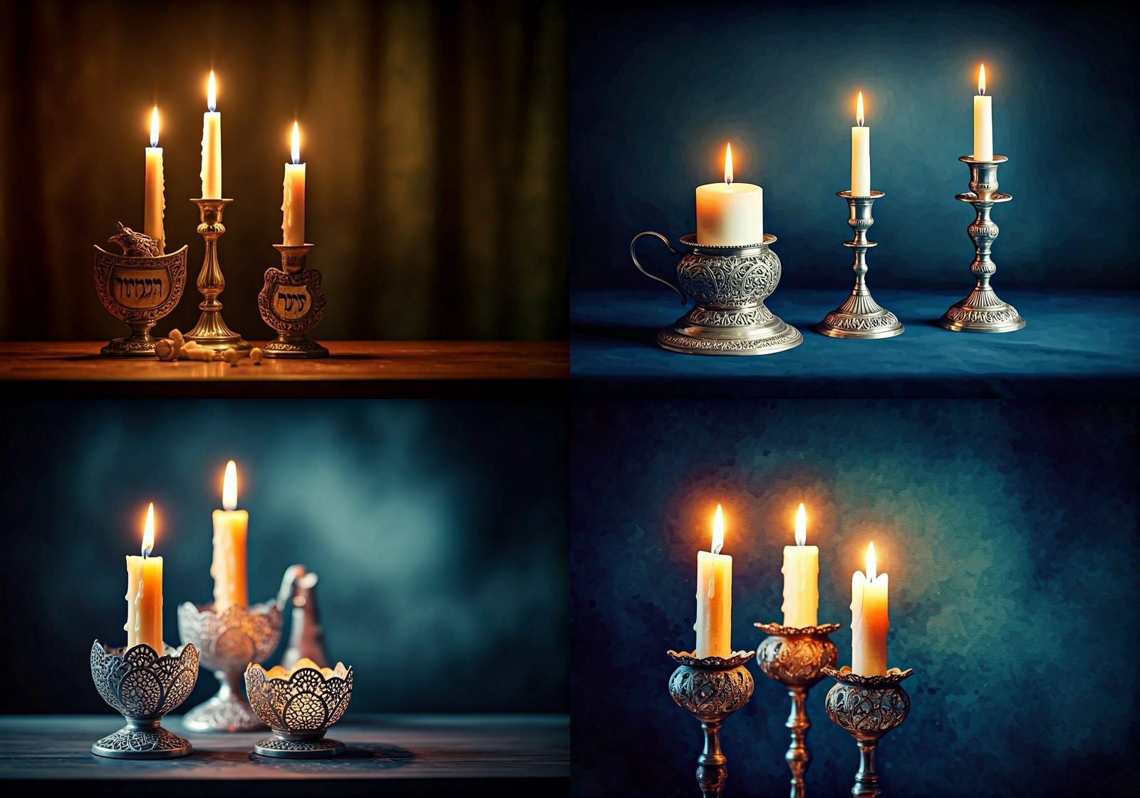 Serene Watercolor Still Life of Shabbat Shabbos Candles in I...