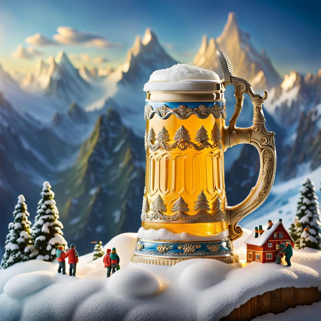 Bavarian Beer Stein: Snowboarding on Foam Mountains