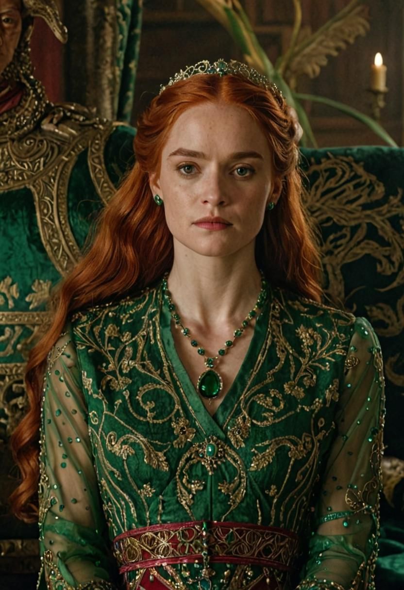 Queen Alicent Hightower in Luxurious Green Gown