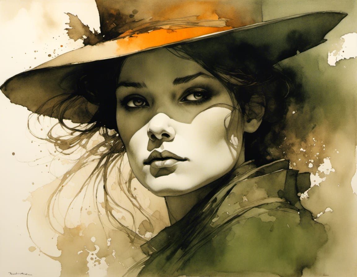 Vivid Portrait with Contrasted Colors in Book Illustration S...