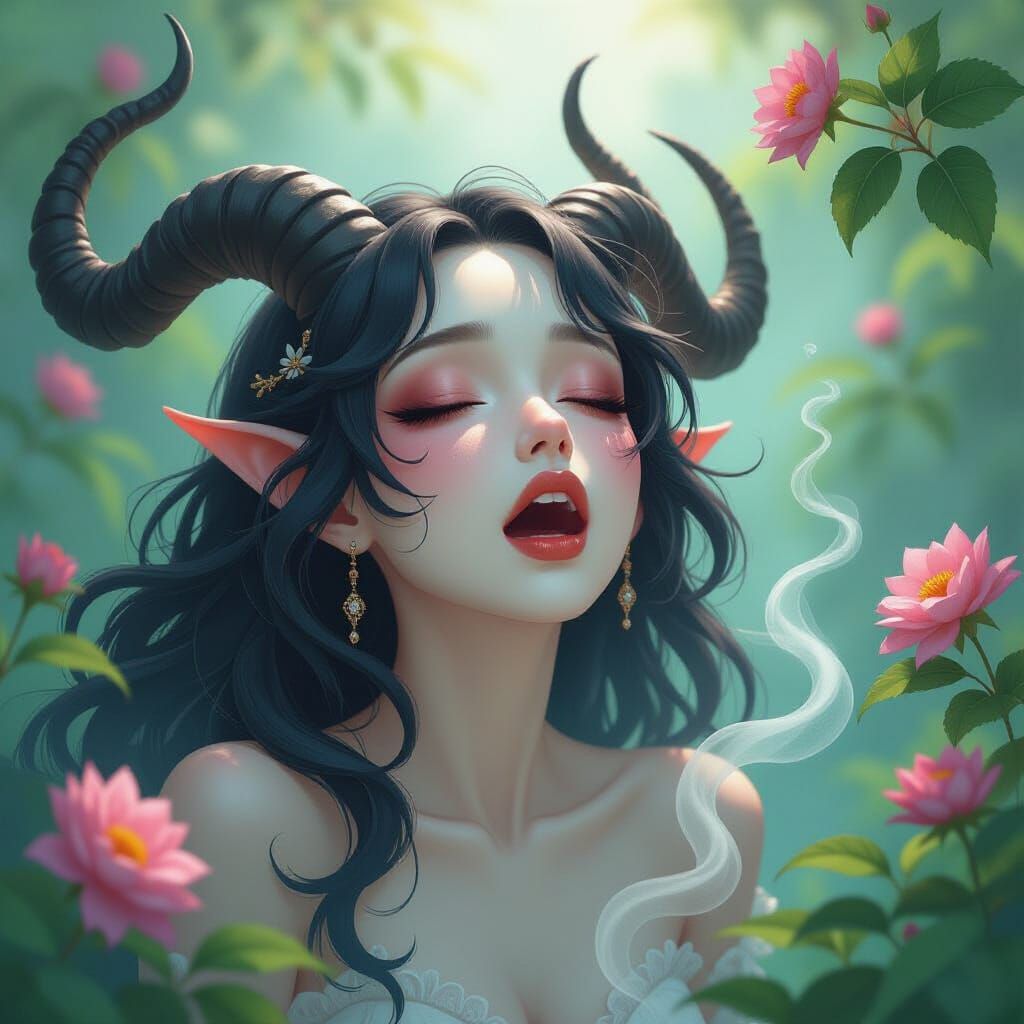 Screaming Demon in Ethereal Ghibli-Inspired Setting