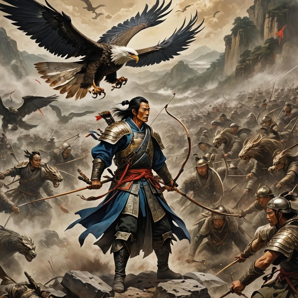 Futuristic Archer on Battlefield in Sci-Fi Style