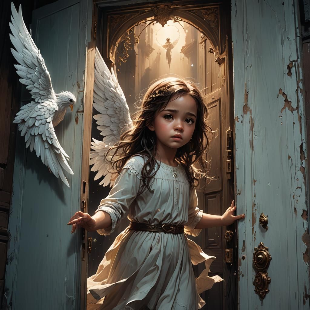 Girl and Angel: Moody Digital Concept Art