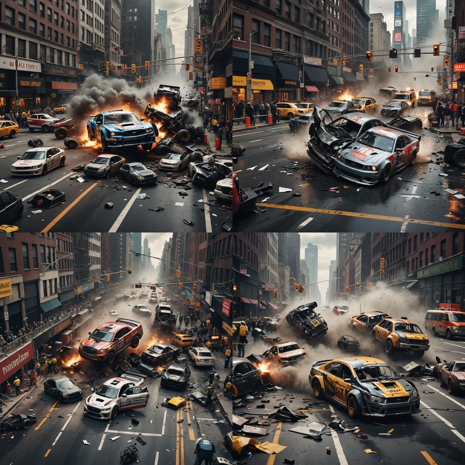 American Race Car Crash in New York: Digital Painting