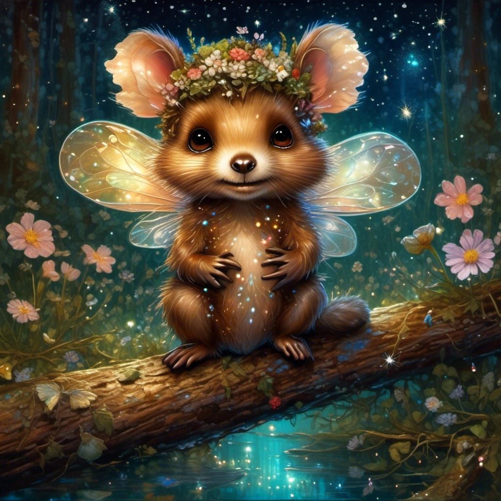 Charming Beaver Fairy Portrait in Matte Painting Style