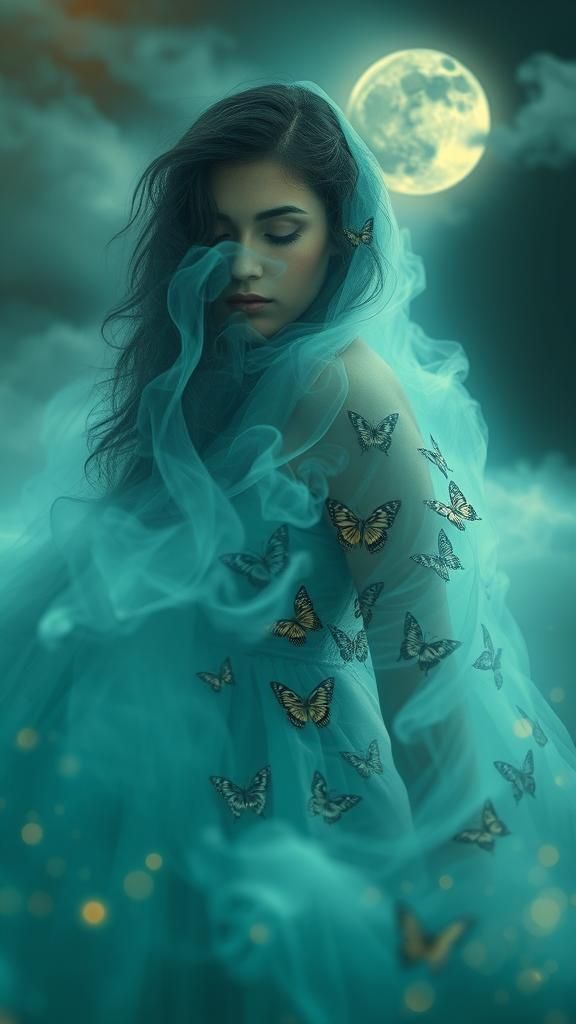 Woman in Smoke: Surreal Digital Dreamscape