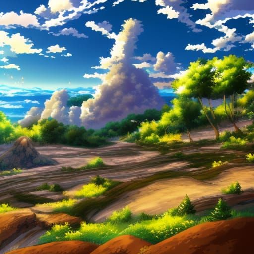 Colorful Anime Landscape Illustration