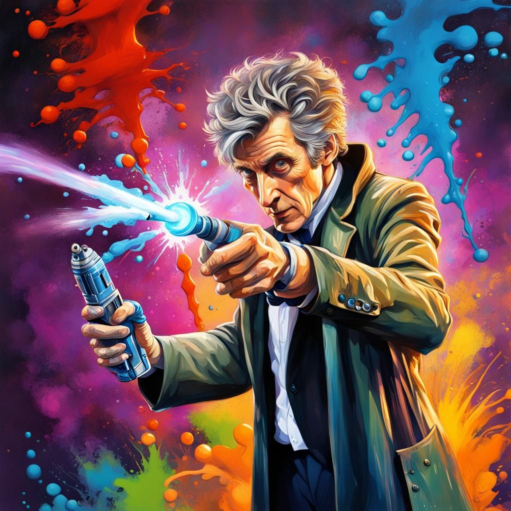 Doctor Who Confronts Alien in Graffiti Art