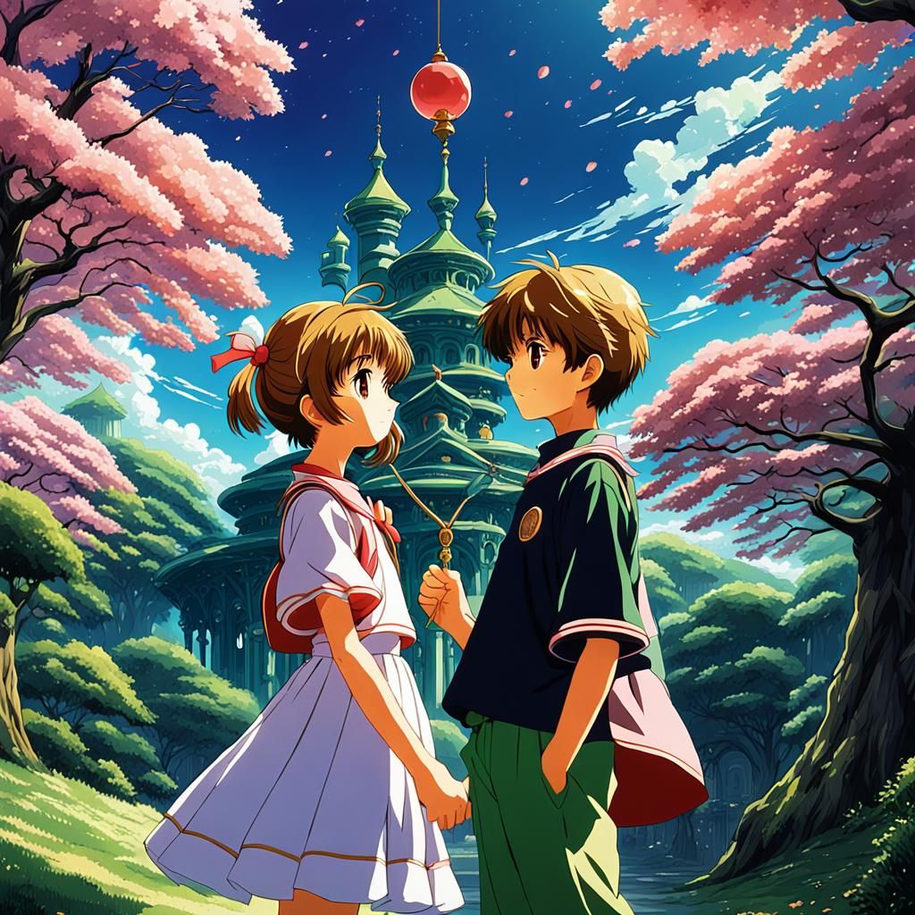 Cardcaptor Sakura: Kinomoto and Syaoran in Ghibli Style