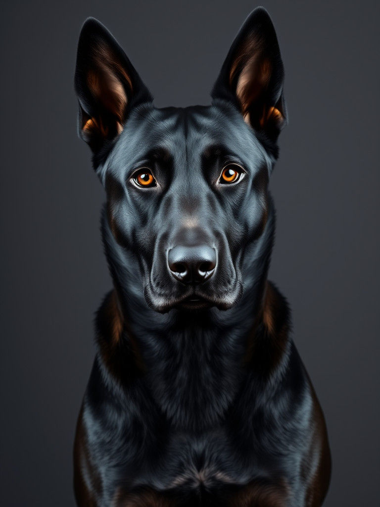 Photorealistic Portrait of a Black Belgian Malinois