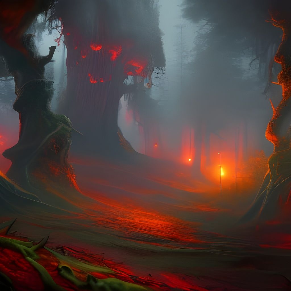Detailed Hell Forest: Fantasy Concept Art