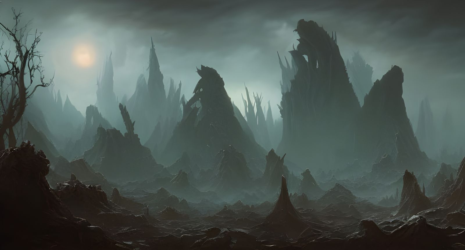 Dark Cosmic Landscape Ruined by Elder God