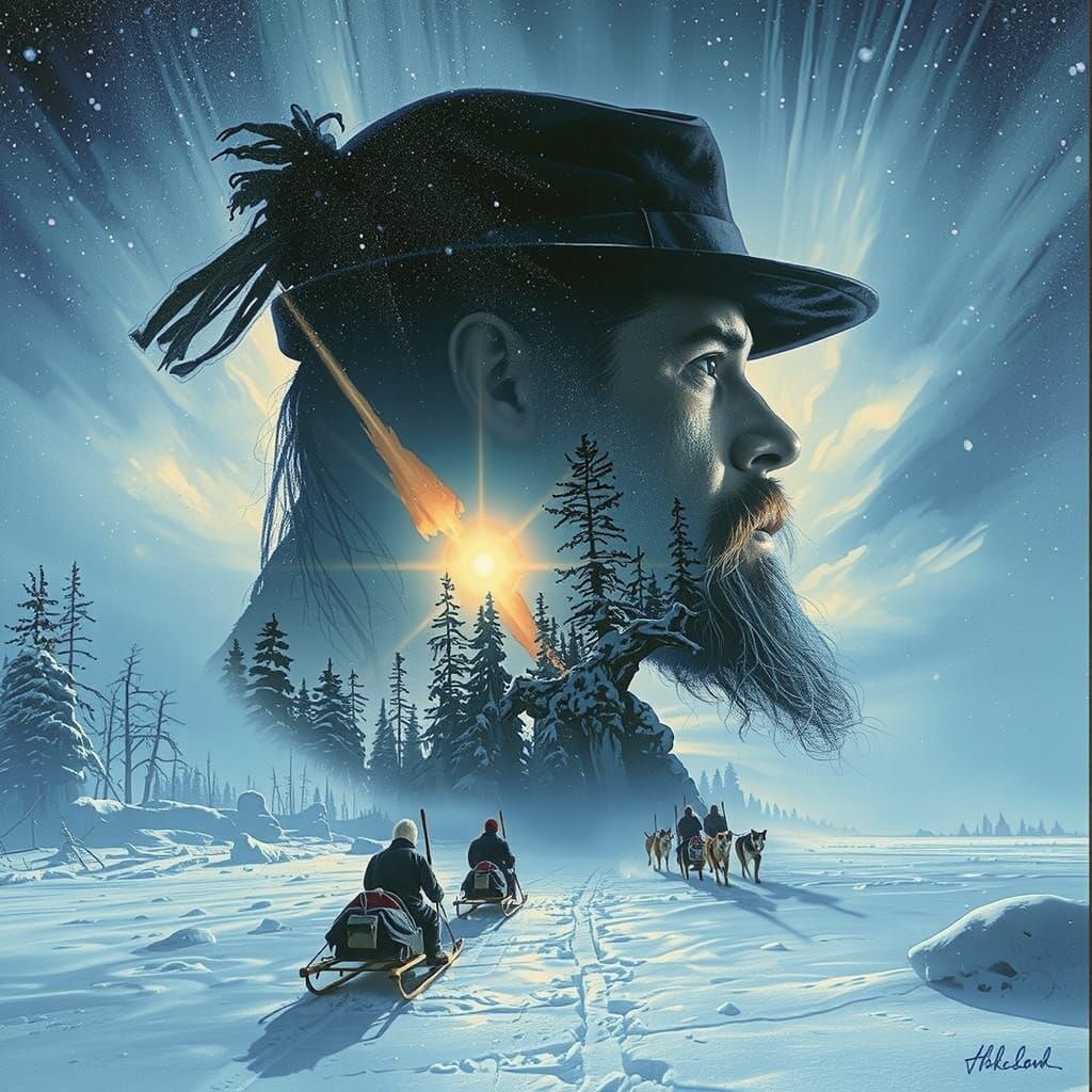 Icy Wilderness: Pioneer in a Furious Snowstorm