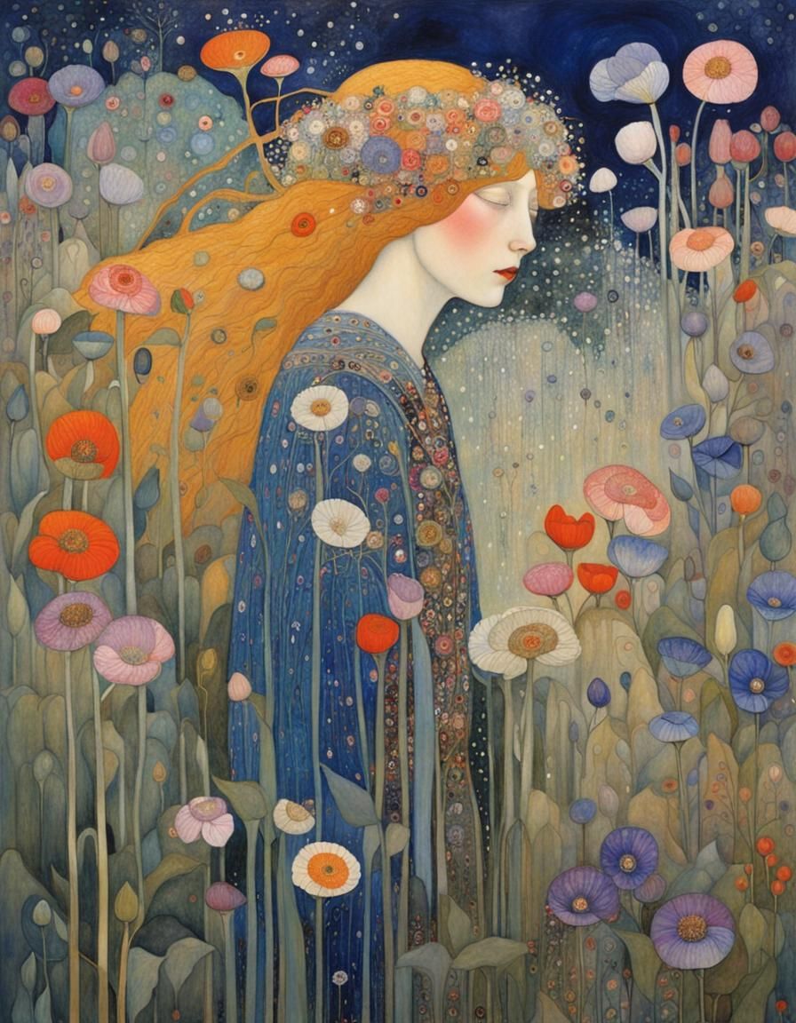 Floral Fairy Fantasy in Art Nouveau Style